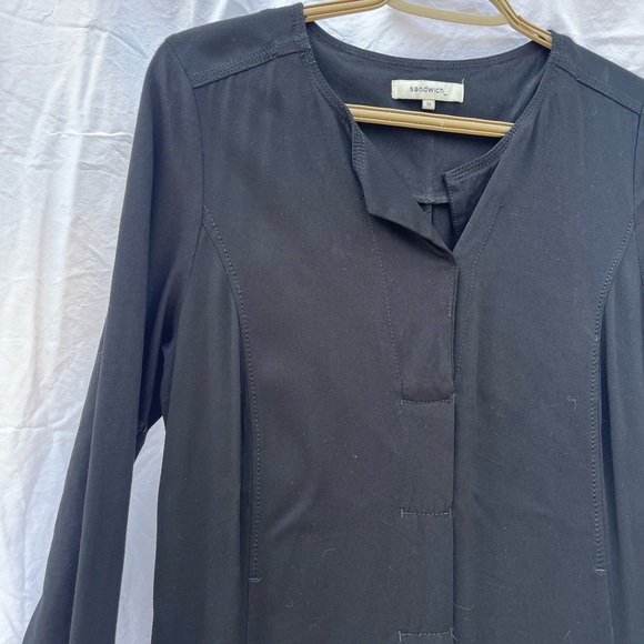 Blue V-Neck Long Sleeve Dress for Work - Picture 3 of 5